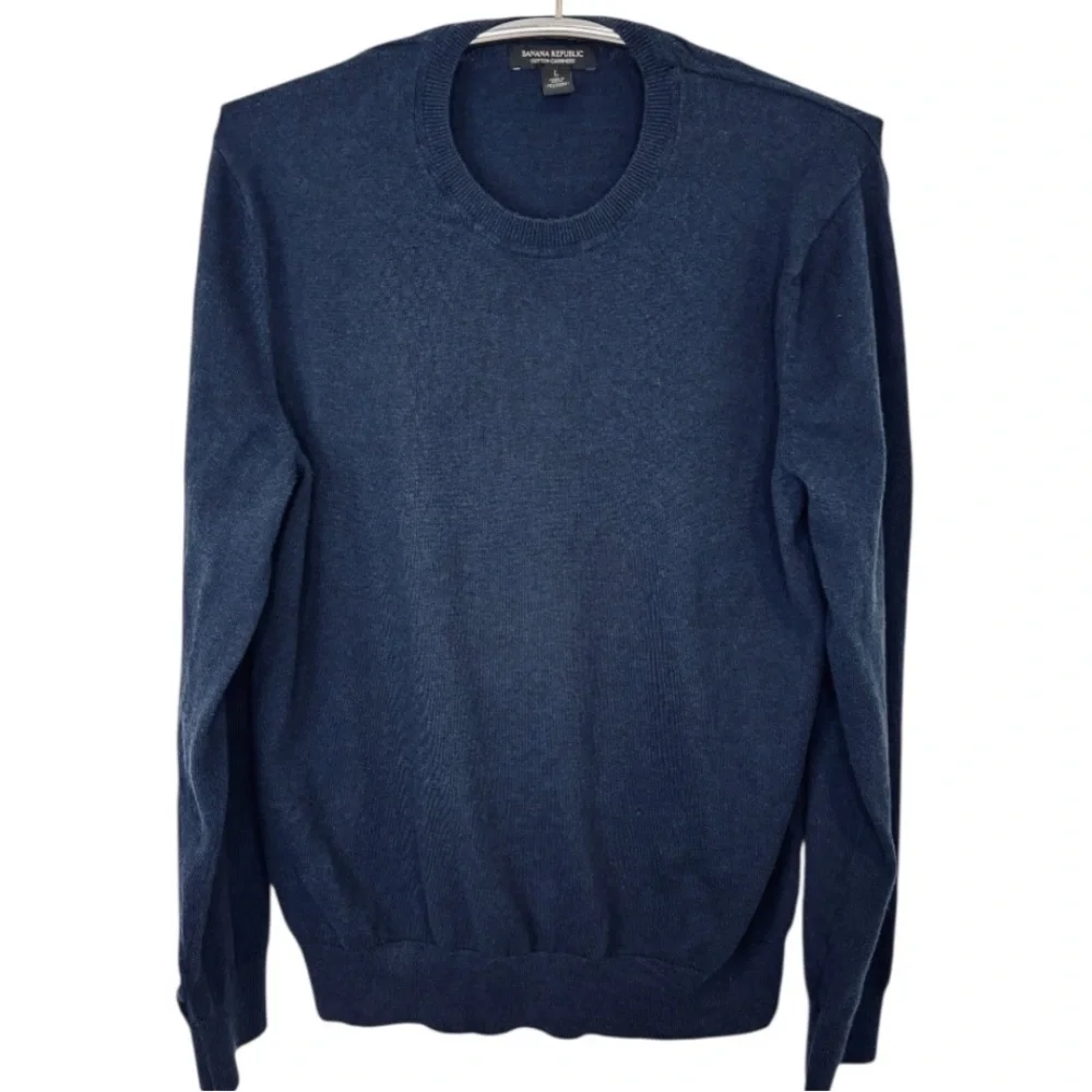 Banana Republic Men's Navy Blue Cashmere Blend Crewneck Sweater Size Large